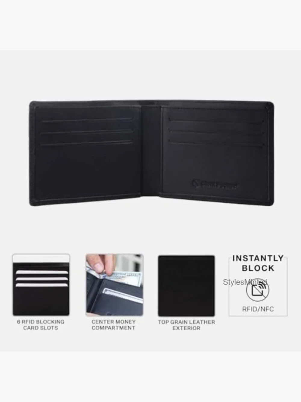 RFID & NFC Blocking Bi-Fold Wallet Secure ID Theft Protection